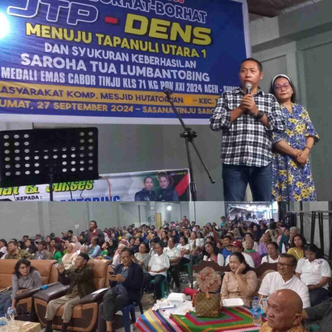 Masyarakat Komplek Masjid Tarutung, Tapanuli Utara, saat acara dukungan kepada pasangan calon Bupati dan Wakil Bupati Taput, JTP-DENS (lensamata.id/bisnur sitompul)