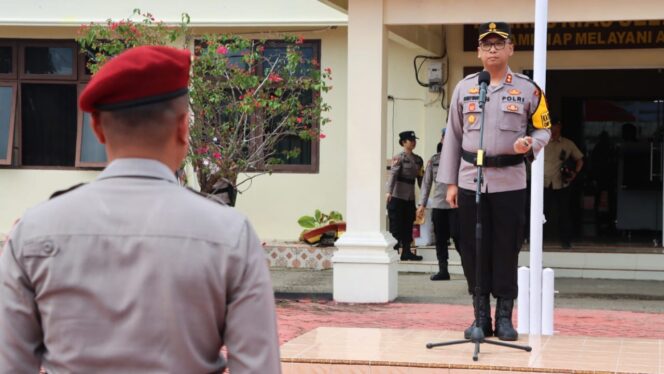 Ini Arahan Kapolres Nias Selatan kepada 561 Personel Polda Sumut Sebelum Jalankan Tugas Pengamanan TPS