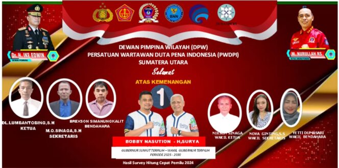 Ketua DPW PWDPI Sumut Ucapkan Selamat Atas Kemenangan Bobby-Surya di Pilgub Sumut