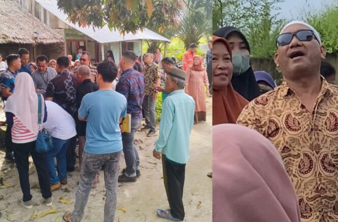 PN Kisaran melihat Objek Perkara Nomor 67-76 Sengketa Lahan Ganti Rugi oleh PT KAI (Kiri), M. Yahya terlihat cekcok dengan warga yang berada dilokasi (Kanan). (Andry/postsumatera.id foto)