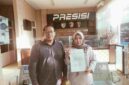 drg. Fradina didampingi Kuasa Hukum Makmur Malau, SH saat membuat laporan di Polda Sumut. (ist/nik)