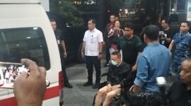 Alexander Halim alias Akuang saat keluar dari kantor Kejati Sumut (ist/andry)